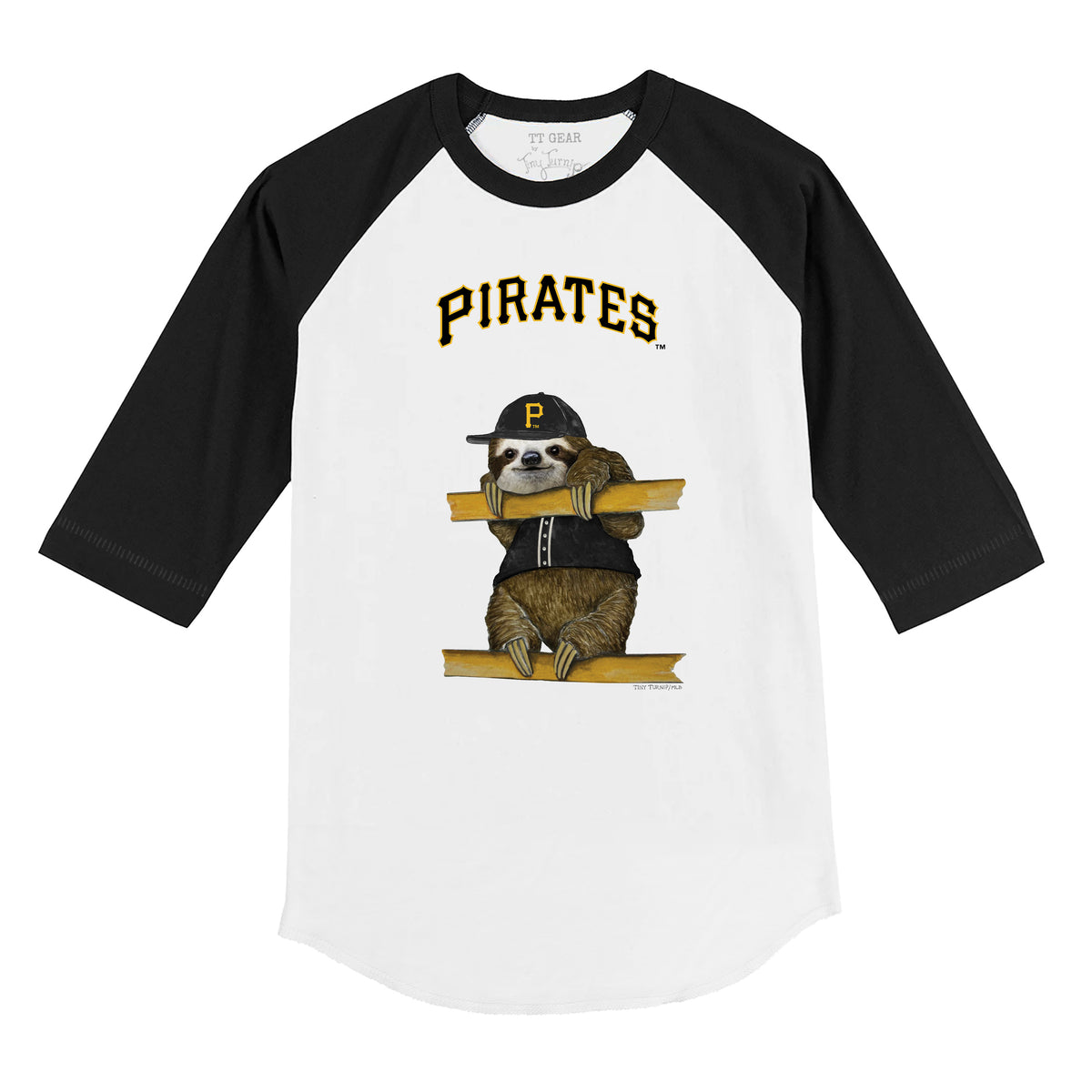 Pittsburgh Pirates Sloth 3/4 Black Sleeve Raglan