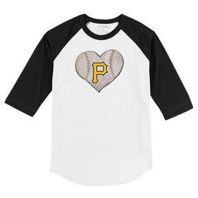 Pittsburgh Pirates Stitched Heart 3/4 Black Sleeve Raglan - Tiny Turnip