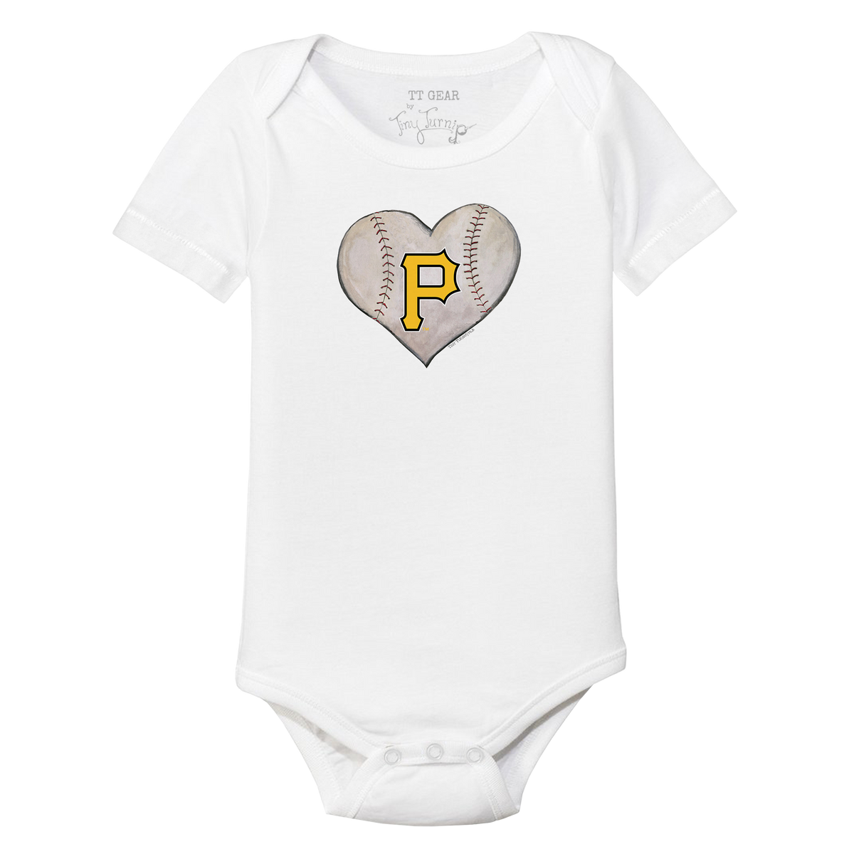 Pittsburgh Pirates Stitched Heart Short Sleeve Snapper - Tiny Turnip