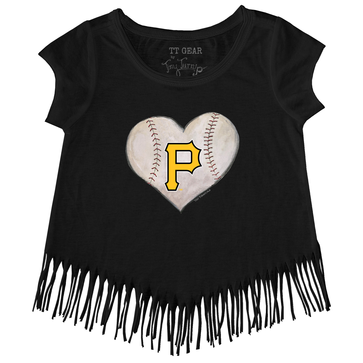 Pittsburgh Pirates Stitched Heart Fringe Tee - Tiny Turnip