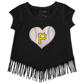 Pittsburgh Pirates Stitched Heart Fringe Tee - Tiny Turnip