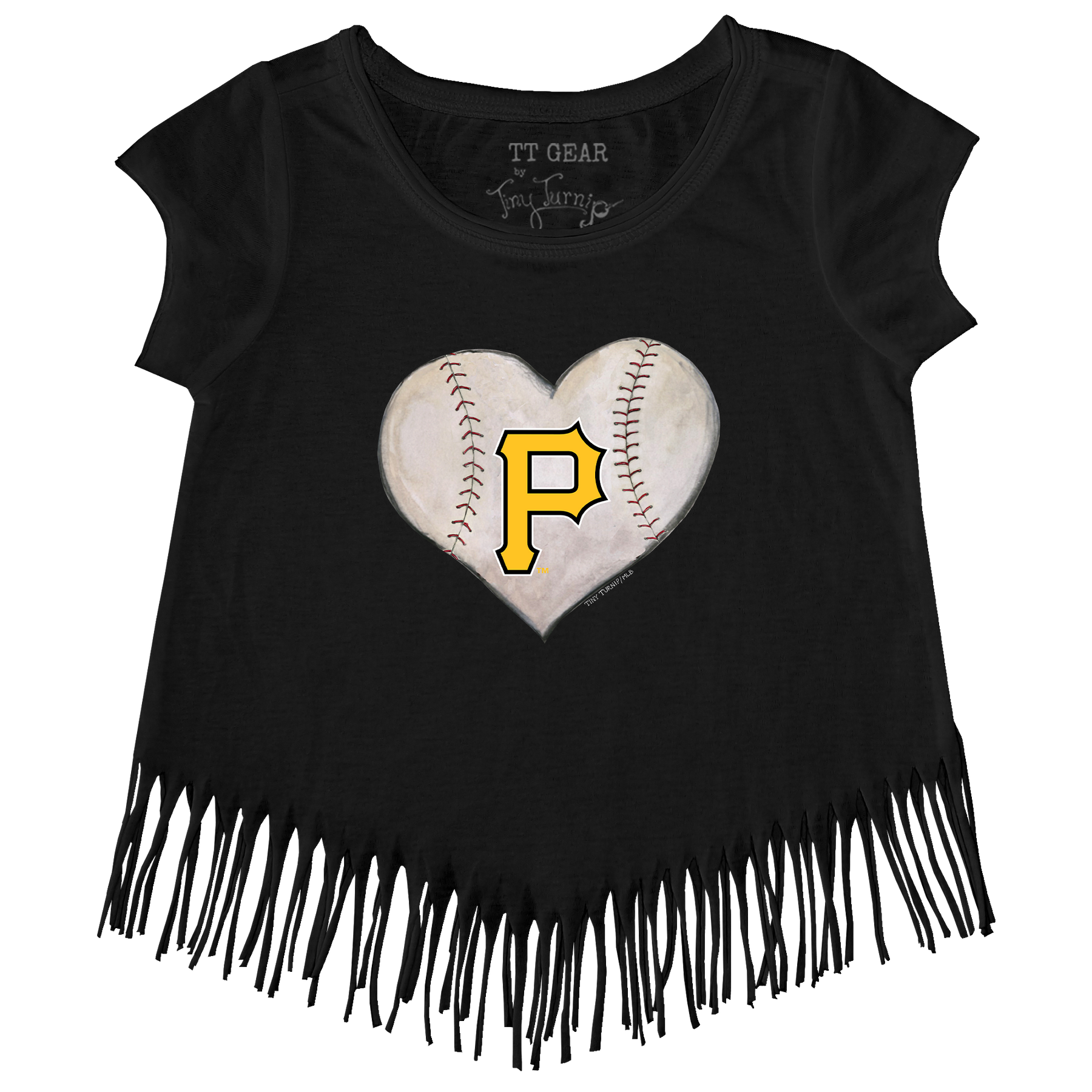 Pittsburgh Pirates Stitched Heart Fringe Tee - Tiny Turnip