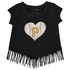 Pittsburgh Pirates Stitched Heart Fringe Tee - Tiny Turnip