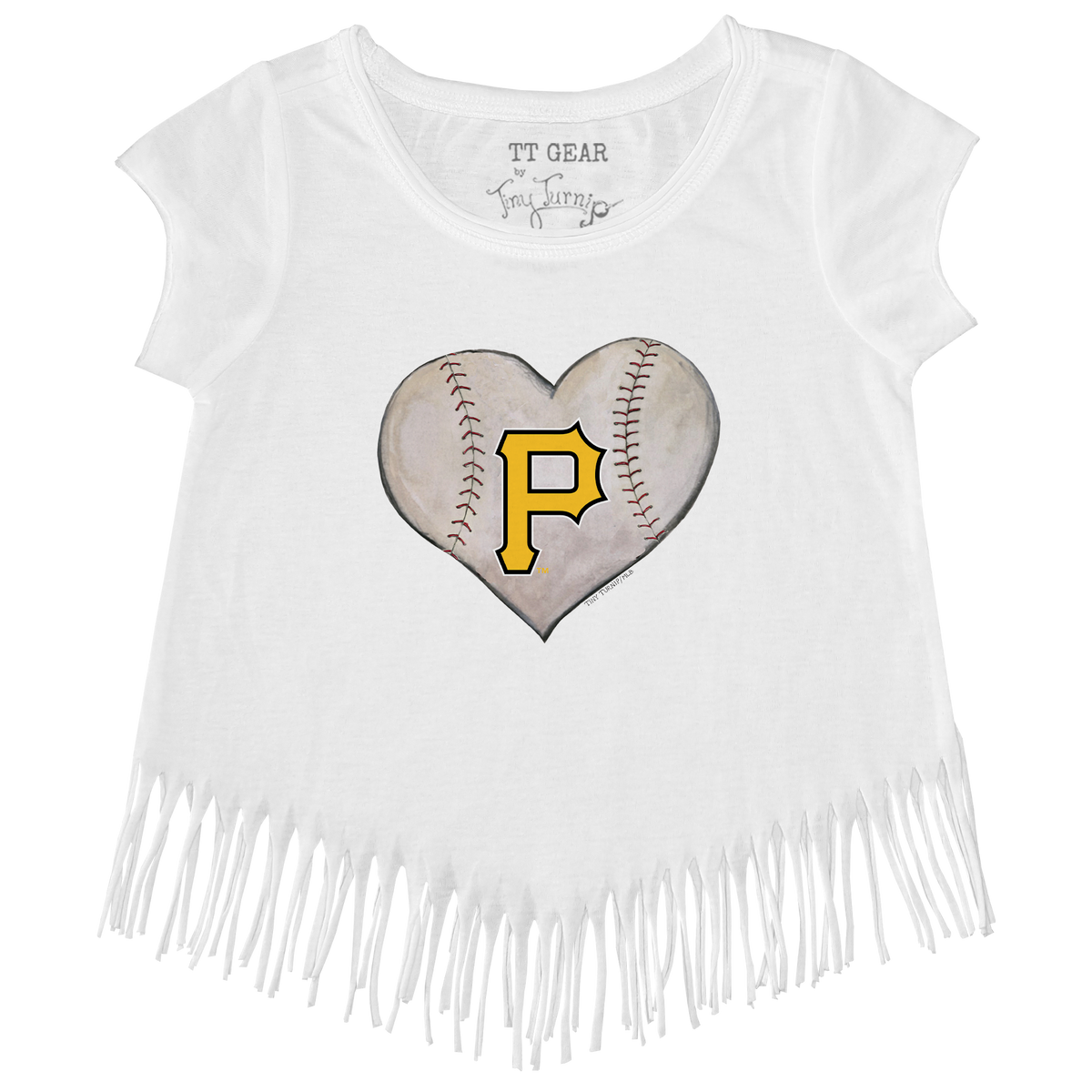 Pittsburgh Pirates Stitched Heart Fringe Tee - Tiny Turnip