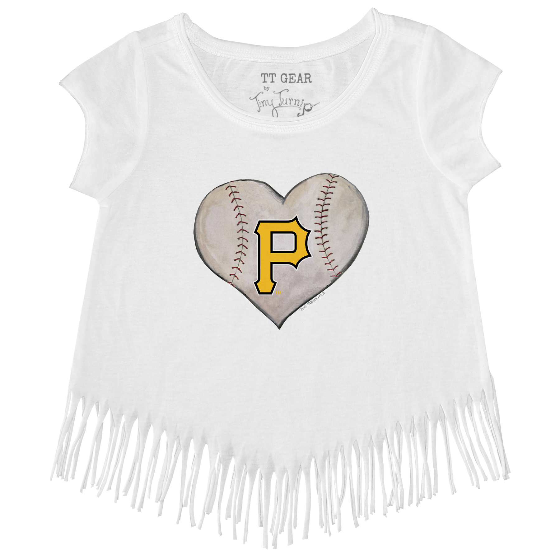 Pittsburgh Pirates Stitched Heart Fringe Tee - Tiny Turnip