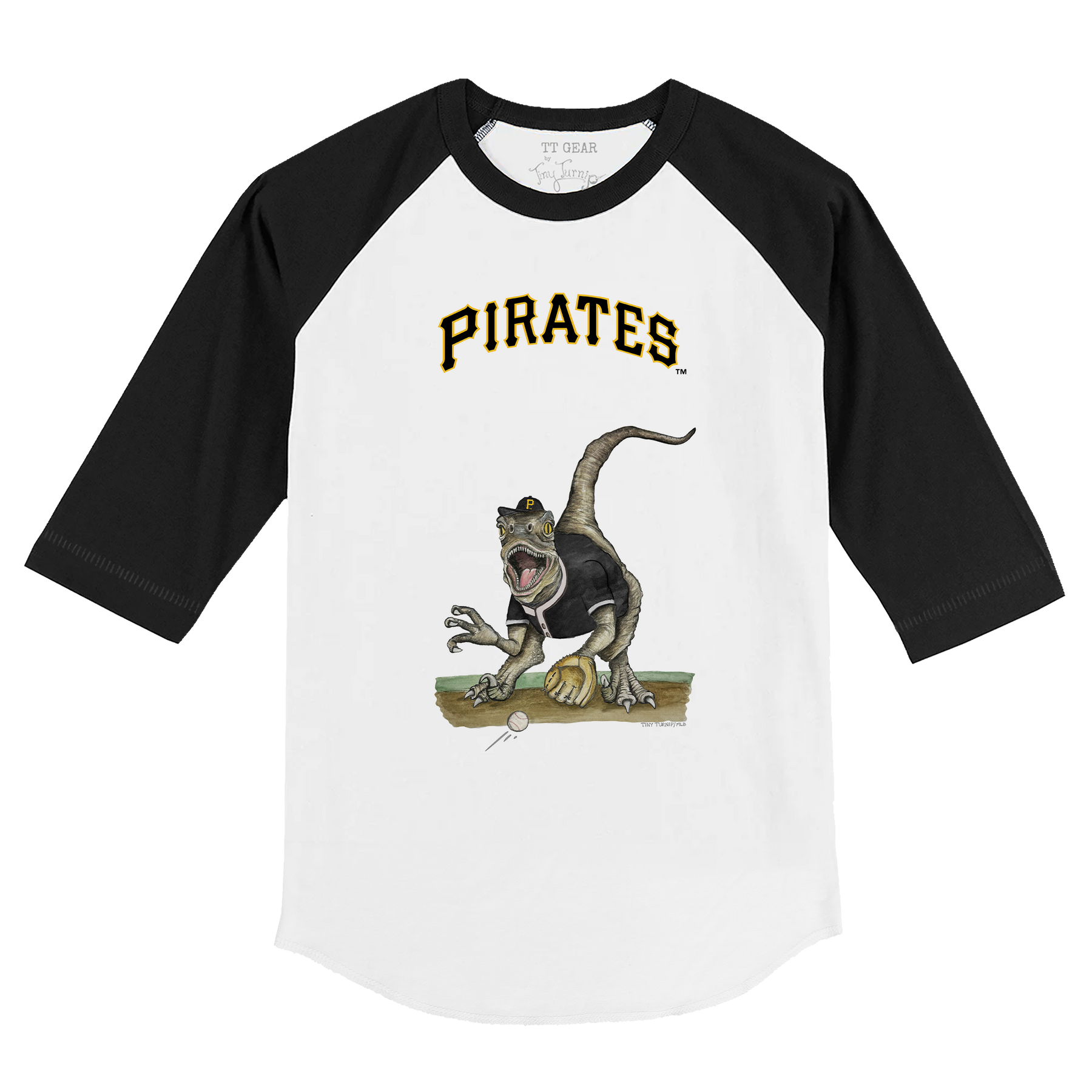 Pittsburgh Pirates Velociraptor 3/4 Black Sleeve Raglan