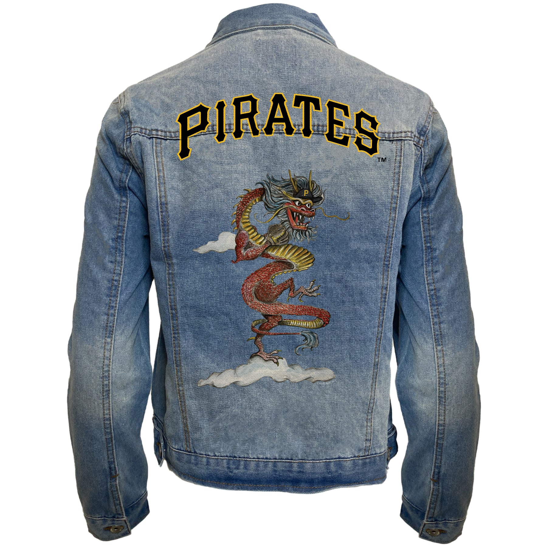 Pittsburgh Pirates 2024 Year of the Dragon Distressed Denim Jacket