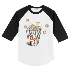 Baltimore Orioles Popcorn 3/4 Black Sleeve Raglan