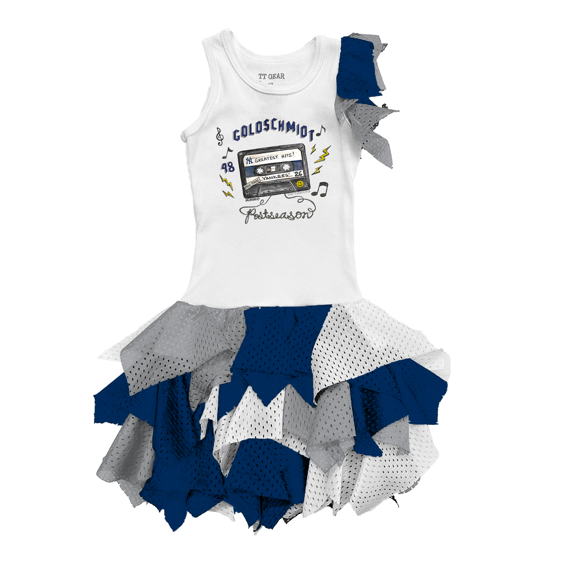 VIP New York Yankees Postseason '26 Falling Mesh Dress - Tiny Turnip