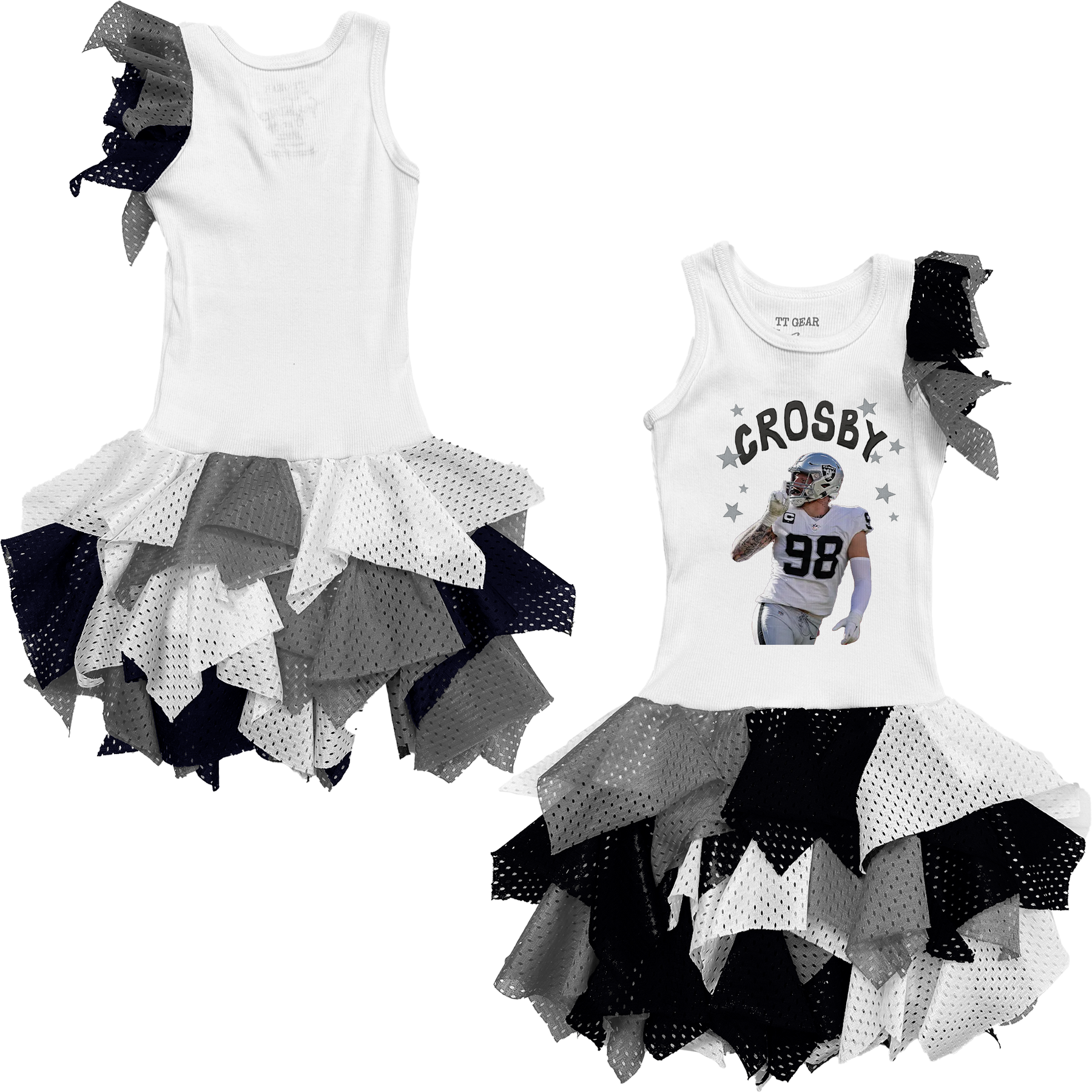 VIP Football: Doodle w/ Photo, Name, Number - Falling Mesh Dress - Tiny Turnip