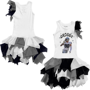 VIP Football: Doodle w/ Photo, Name, Number - Falling Mesh Dress - Tiny Turnip