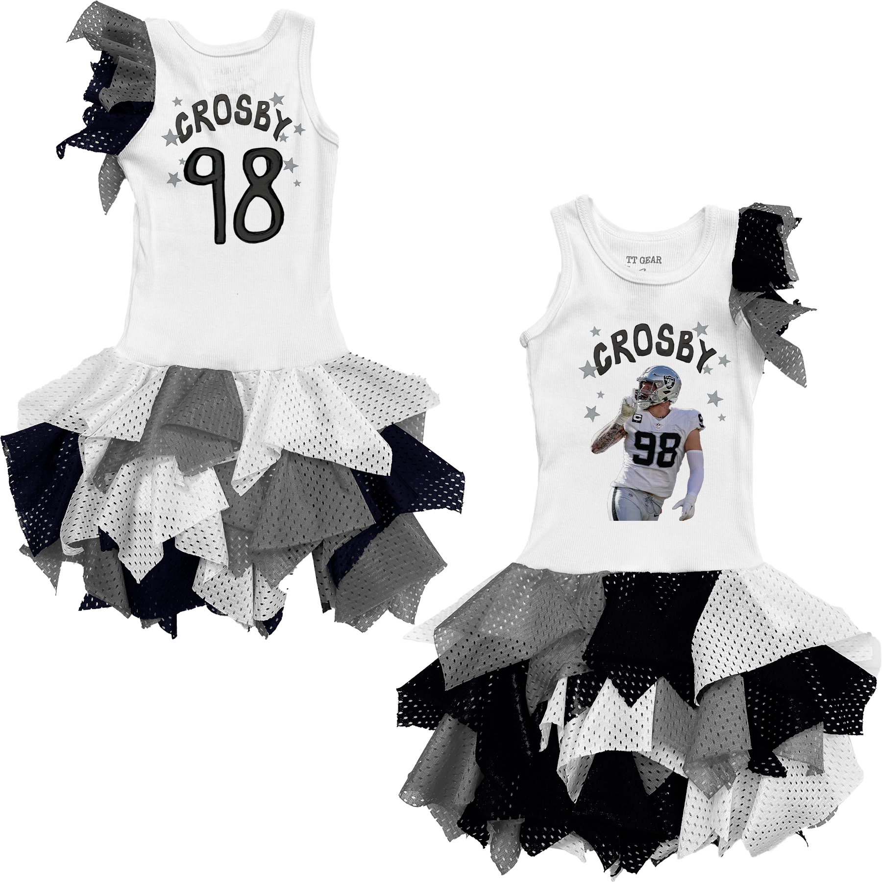 VIP Football: Doodle w/ Photo, Name, Number - Falling Mesh Dress - Tiny Turnip