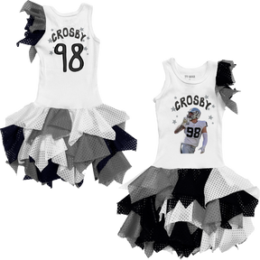 VIP Football: Doodle w/ Photo, Name, Number - Falling Mesh Dress - Tiny Turnip