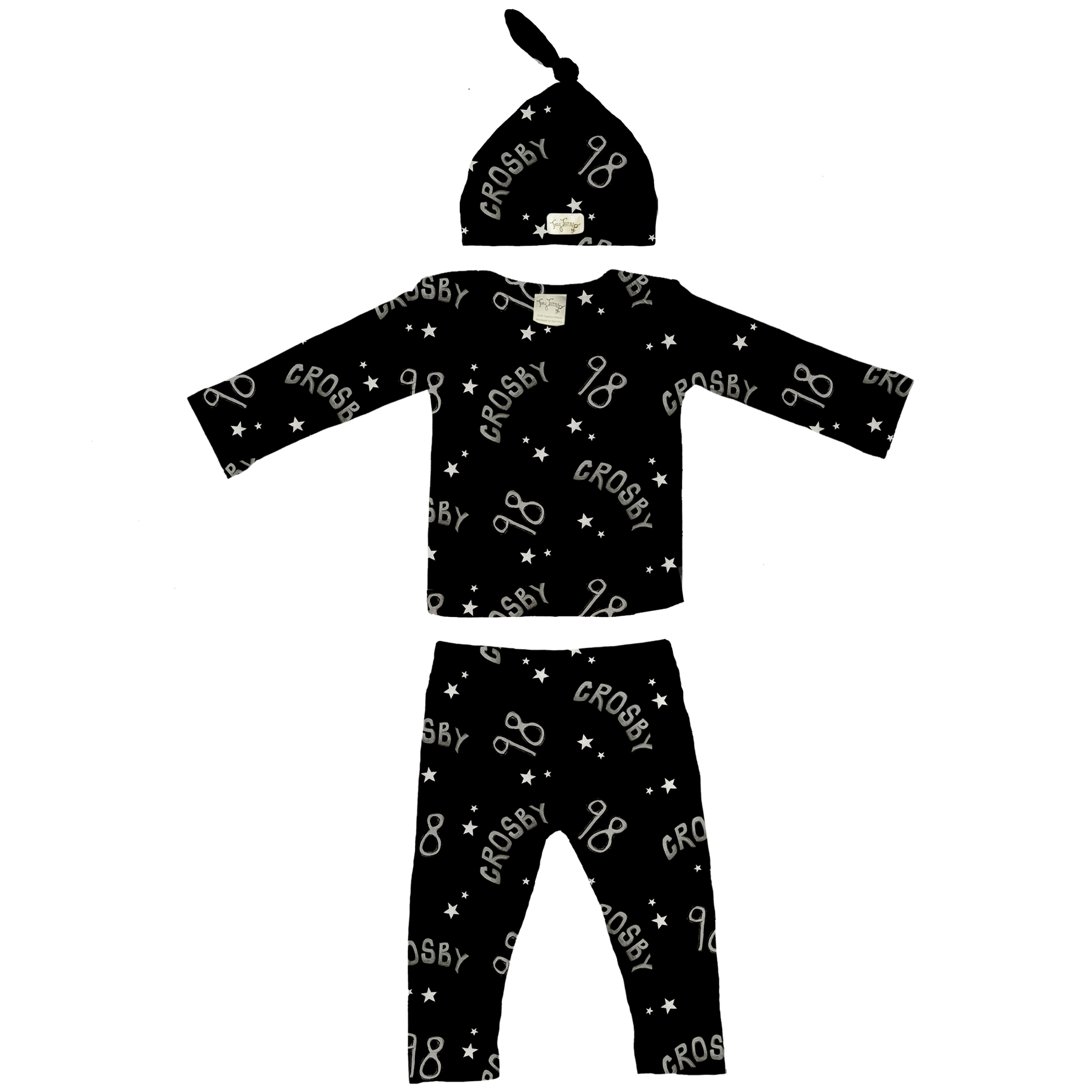 VIP Football: Doodle w/ Name, Number - Long Sleeve Layette Set - Tiny Turnip