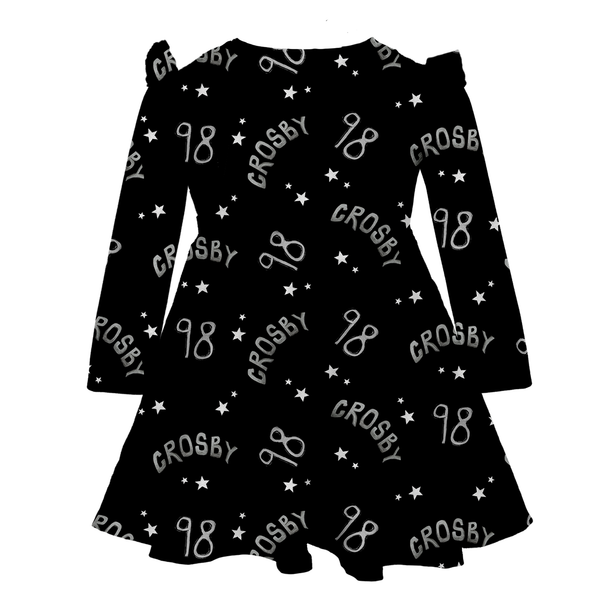 VIP Football: Doodle w/ Name, Number - Long Sleeve Molly Dress - Tiny Turnip