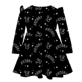 VIP Football: Doodle w/ Name, Number - Long Sleeve Molly Dress - Tiny Turnip
