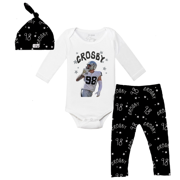 VIP Football: Doodle w/ Photo, Name, Number - Long Sleeve Snapper Layette Set - Tiny Turnip