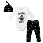 VIP Football: Doodle w/ Photo, Name, Number - Long Sleeve Snapper Layette Set - Tiny Turnip