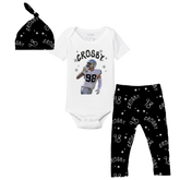 VIP Football: Doodle w/ Photo, Name, Number - Short Sleeve Snapper Layette Set - Tiny Turnip