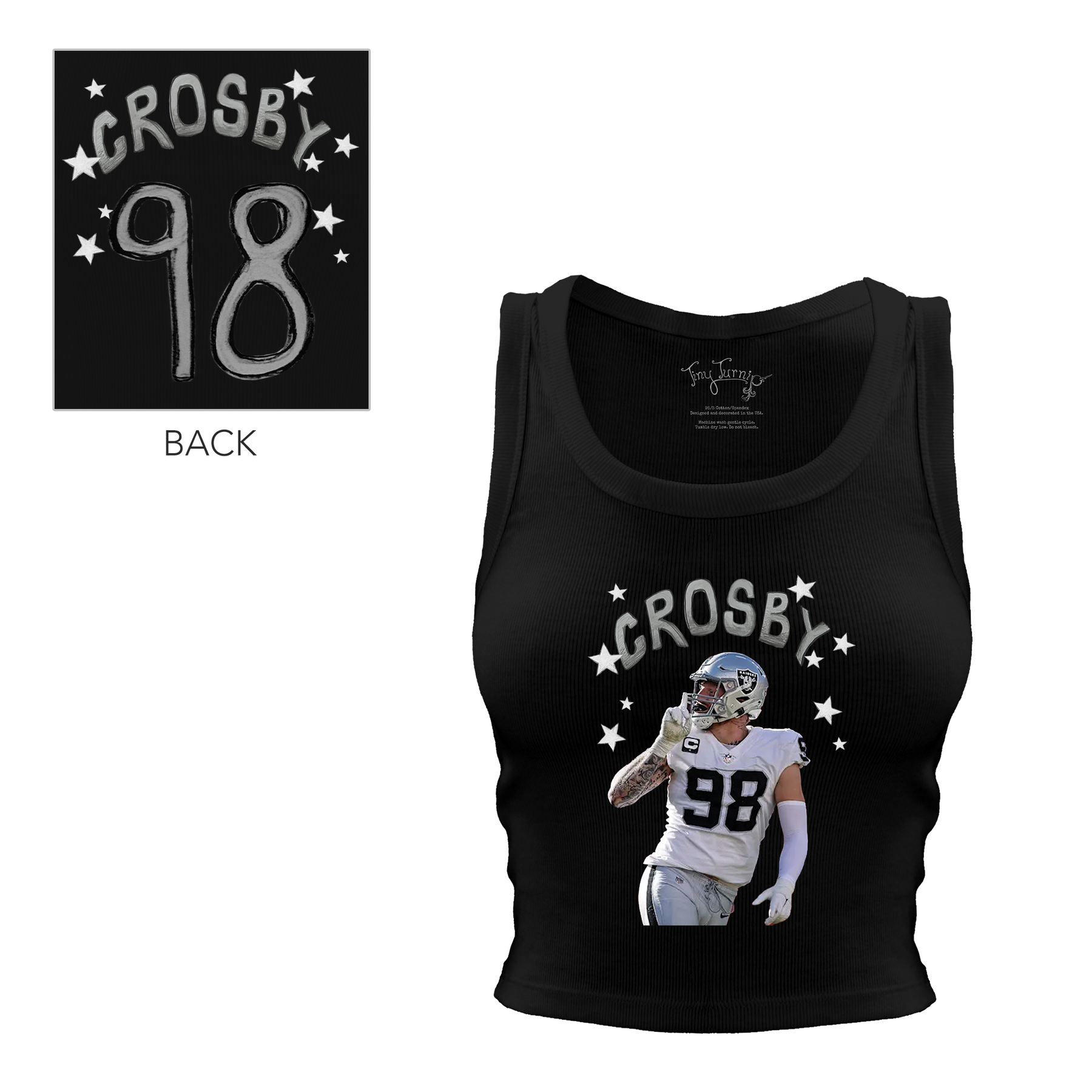 VIP Football: Doodle w/ Photo, Name, Number - Crop Tank - Tiny Turnip