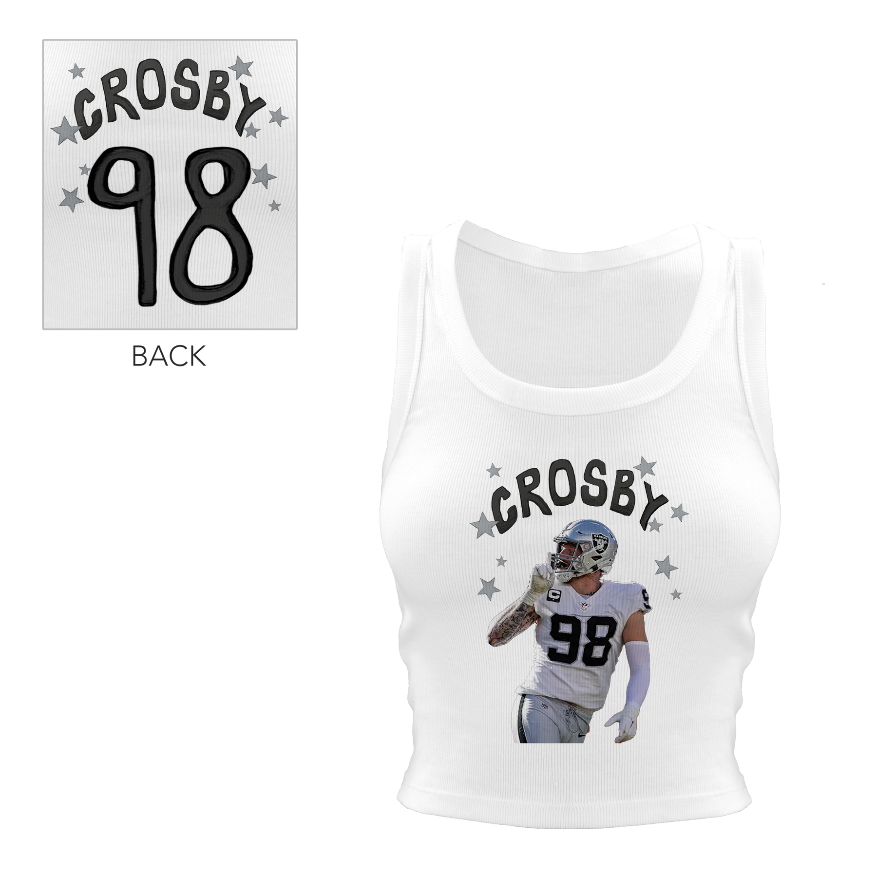 VIP Football: Doodle w/ Photo, Name, Number - Crop Tank - Tiny Turnip