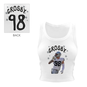 VIP Football: Doodle w/ Photo, Name, Number - Crop Tank - Tiny Turnip