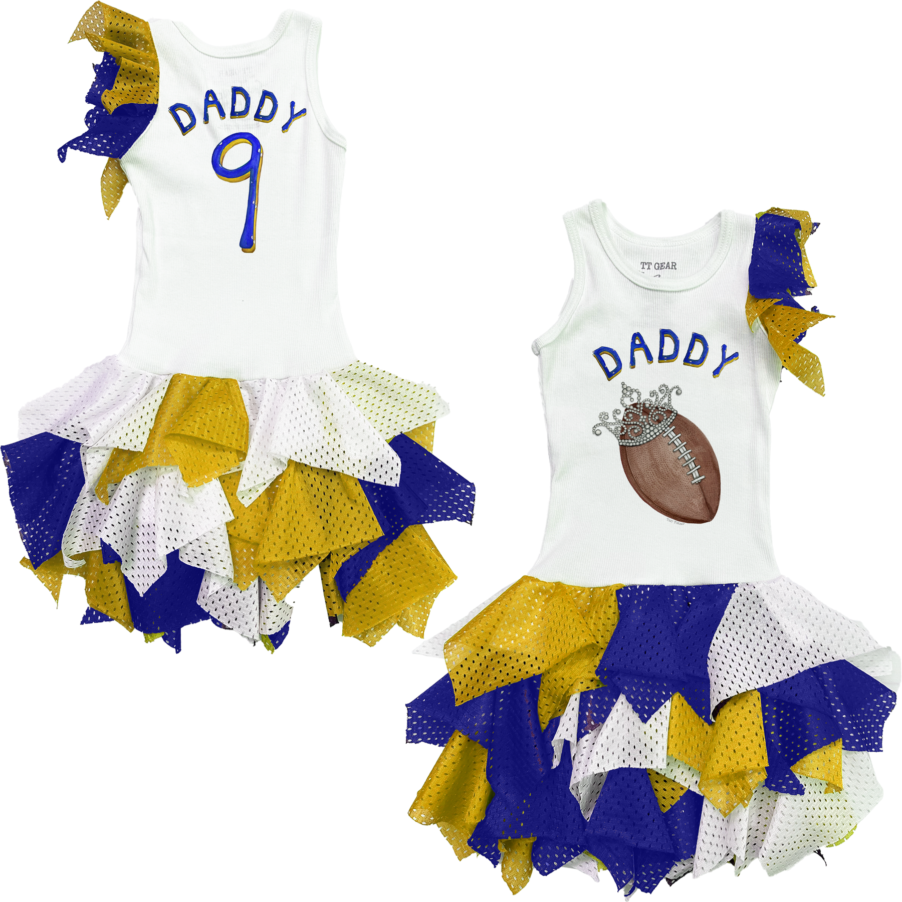 VIP Football: Football Tiara w/ Daddy - Falling Mesh Dress - Tiny Turnip