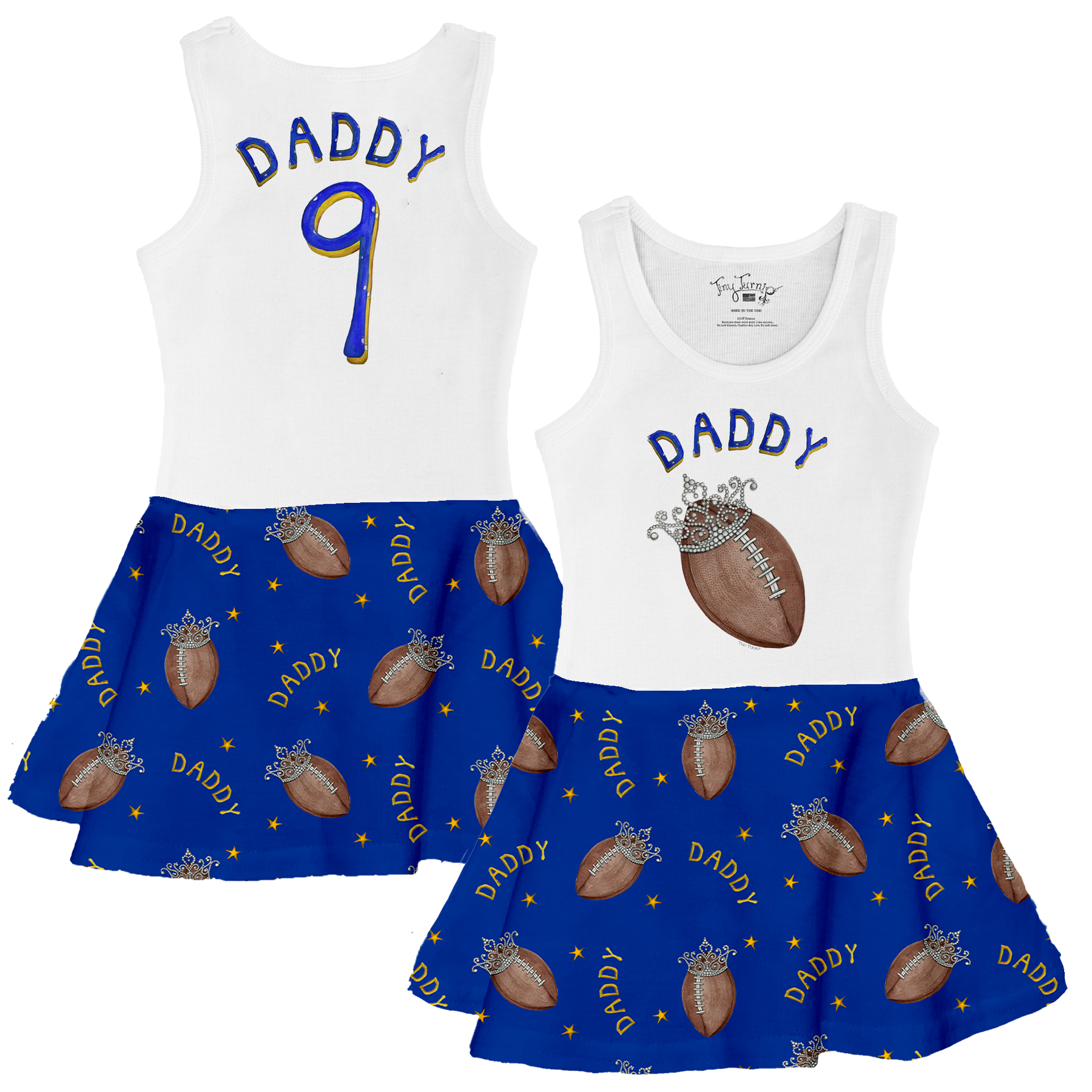 VIP Football: Football Tiara w/ Daddy - Tank Swing Dress - Tiny Turnip