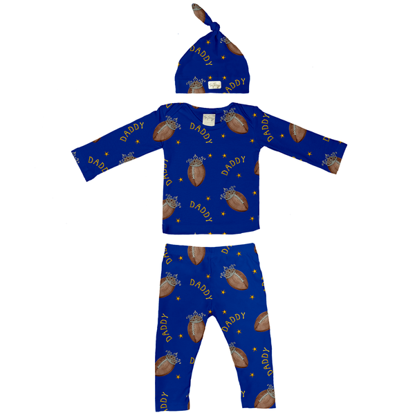 VIP Football: Football Tiara w/ Daddy - Long Sleeve Layette Set - Tiny Turnip