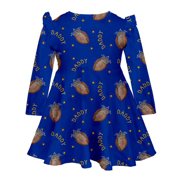 VIP Football: Football Tiara w/ Daddy - Long Sleeve Molly Dress - Tiny Turnip
