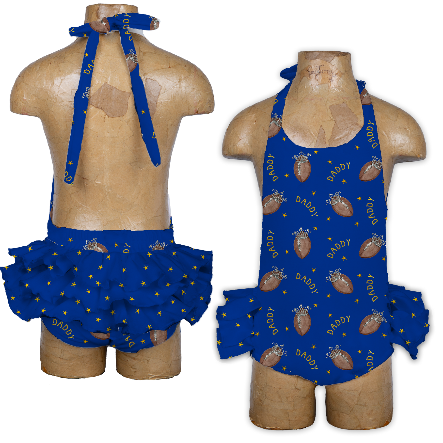 VIP Football: Football Tiara w/ Daddy - Ruffle Romper - Tiny Turnip
