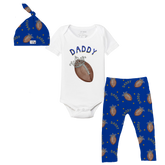 VIP Football: Football Tiara w/ Daddy - Short Sleeve Snapper Layette Set - Tiny Turnip