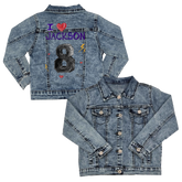 VIP I Heart Player w/ Name, Number - Kid's Denim Jacket - Tiny Turnip