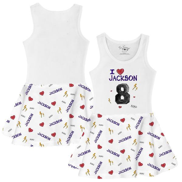 VIP I Heart Player w/ Name, Number - Tank Swing Dress - Tiny Turnip