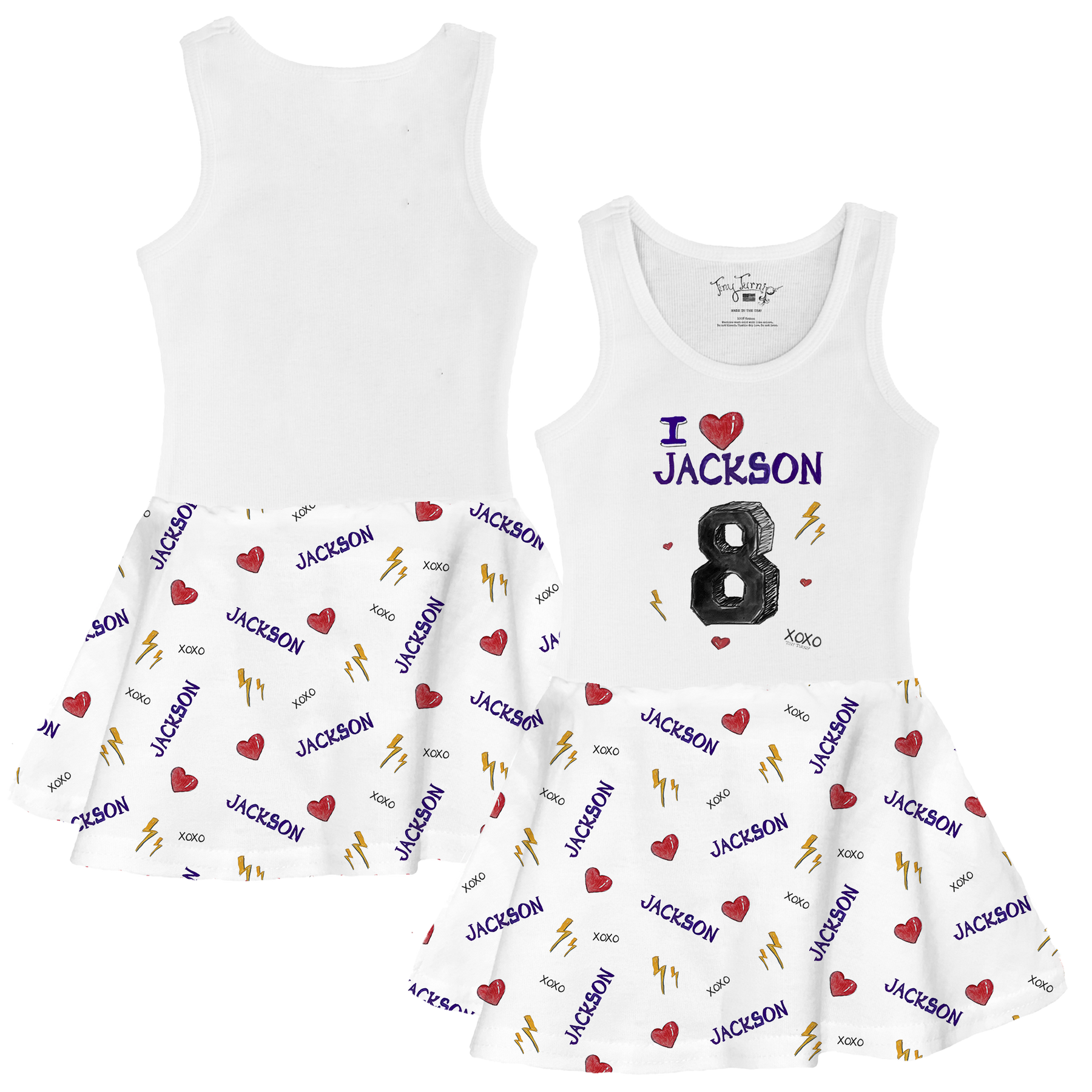 VIP I Heart Player w/ Name, Number - Tank Swing Dress - Tiny Turnip