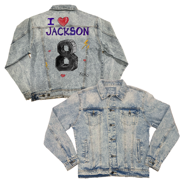 VIP I Heart Player w/ Name, Number - Boyfriend Denim Jacket - Tiny Turnip