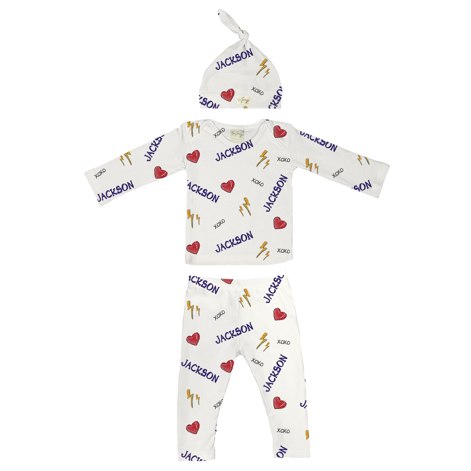 VIP I Heart Player w/ Name - Long Sleeve Layette Set - Tiny Turnip