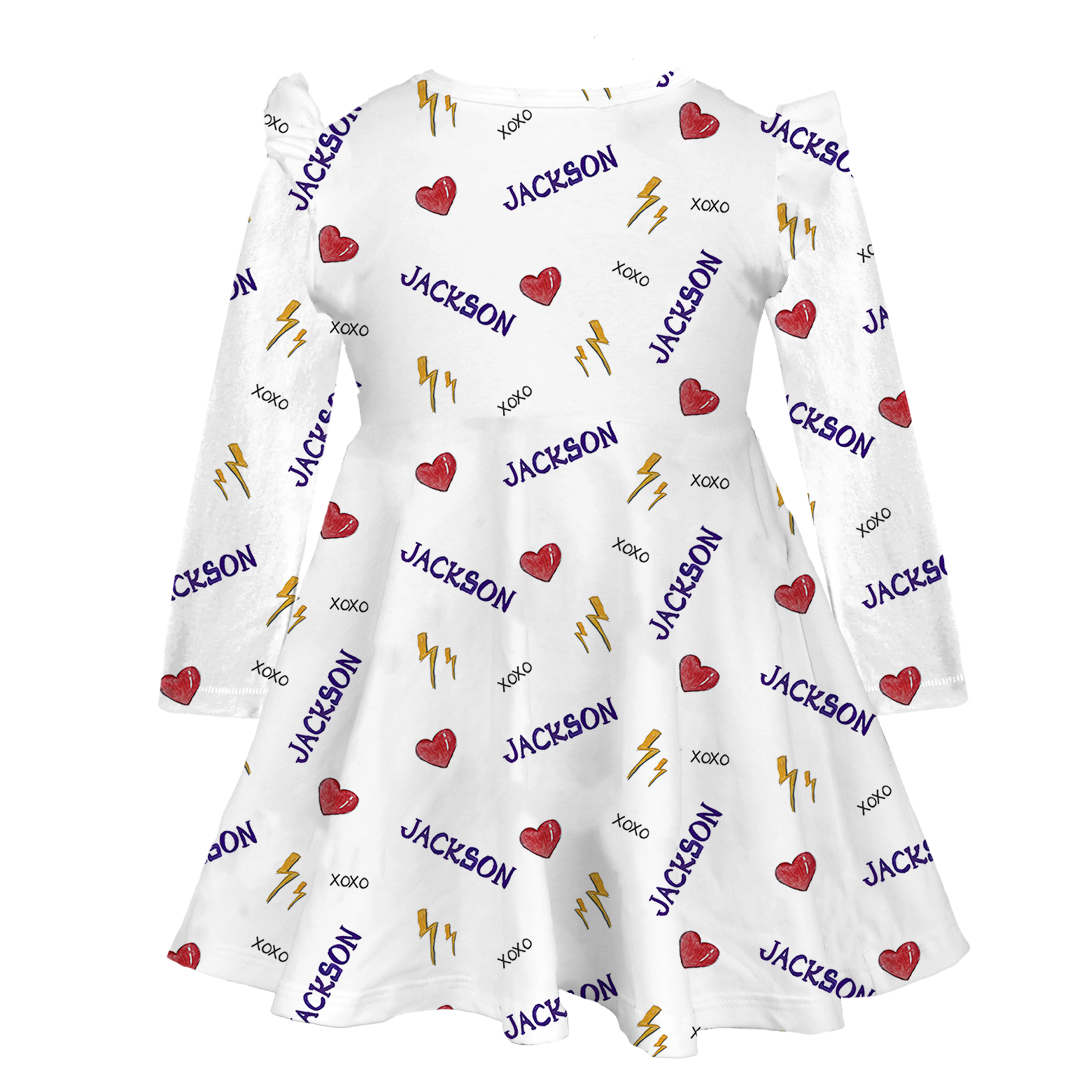 VIP I Heart Player w/ Name - Long Sleeve Molly Dress - Tiny Turnip