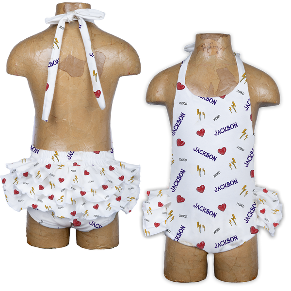 VIP I Heart Player w/ Name - Ruffle Romper - Tiny Turnip