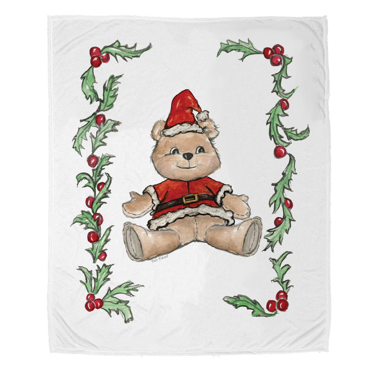 Santa Teddy Velveteen Plush Blanket