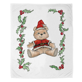 Santa Teddy Velveteen Plush Blanket