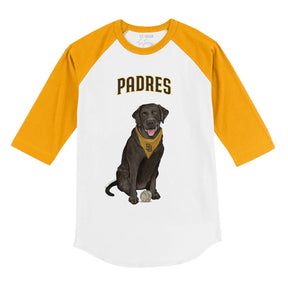 San Diego Padres Black Labrador Retriever 3/4 Gold Sleeve Raglan