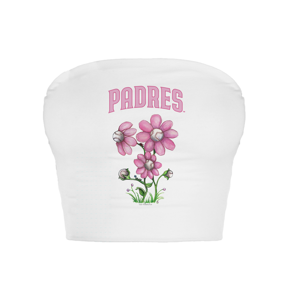 San Diego Padres Blooming Baseballs Crop Tube Top - Tiny Turnip