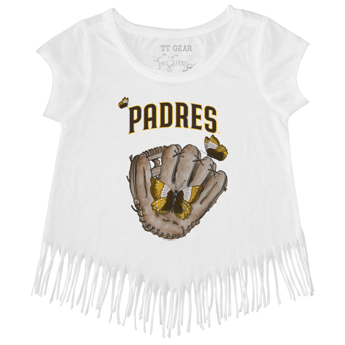 San Diego Padres Butterfly Glove Fringe Tee