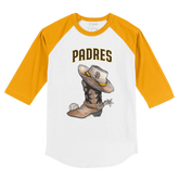 San Diego Padres Cowboy Boot 3/4 Gold Sleeve Raglan