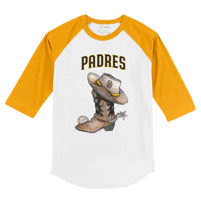 San Diego Padres Cowboy Boot 3/4 Gold Sleeve Raglan