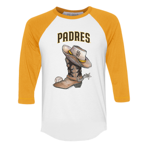 San Diego Padres Cowboy Boot 3/4 Gold Sleeve Raglan