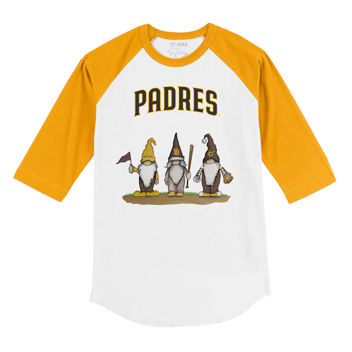 San Diego Padres Gnomes 3/4 Gold Sleeve Raglan