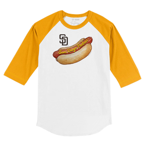 San Diego Padres Hot Dog 3/4 Gold Sleeve Raglan