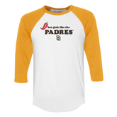 San Diego Padres Hot Girls 3/4 Gold Sleeve Raglan